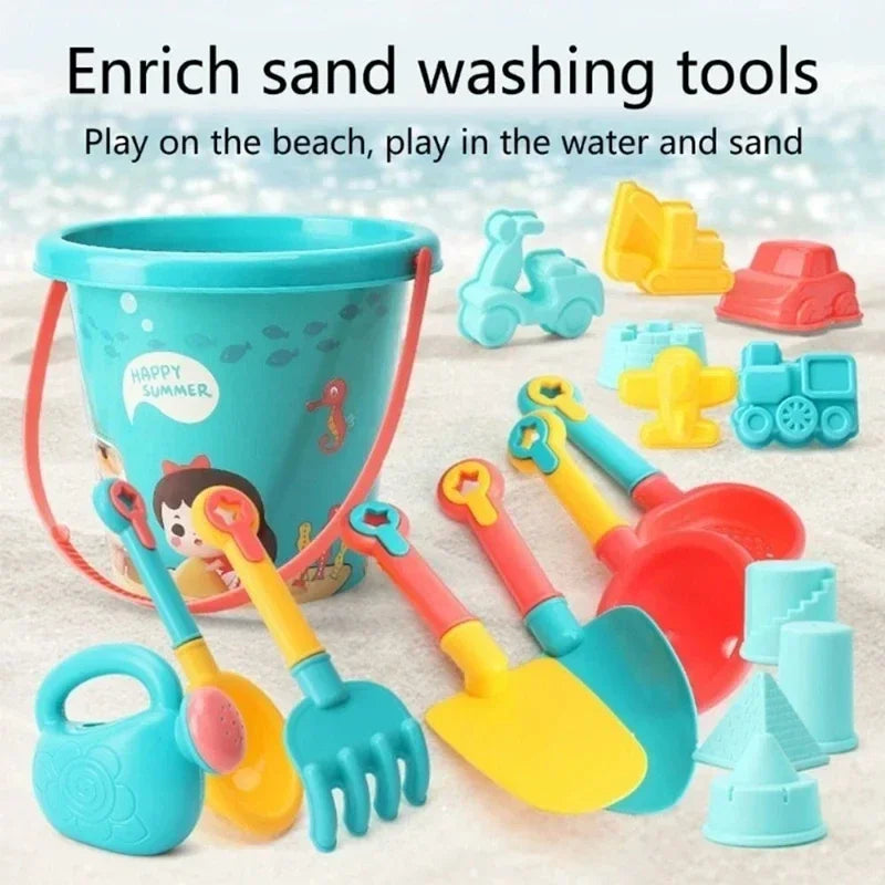 Children’s Sand Toy Set — 18Pcs Summer Beach Bucket, Shovel & Silicone Sandbox Tools