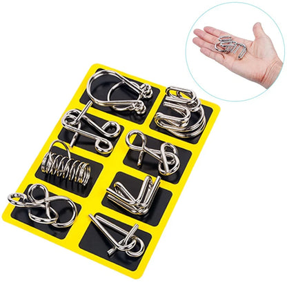 8Pcs/Set Metal Montessori Puzzle Wire - IQ Mind Brain Teaser - Interactive Game for Children & Adults - Educational Toy