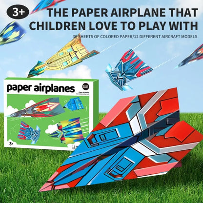 Handmade Paper Airplane Origami Set Montessori Folding Cartoon Versatile Paper Aircraft Toy