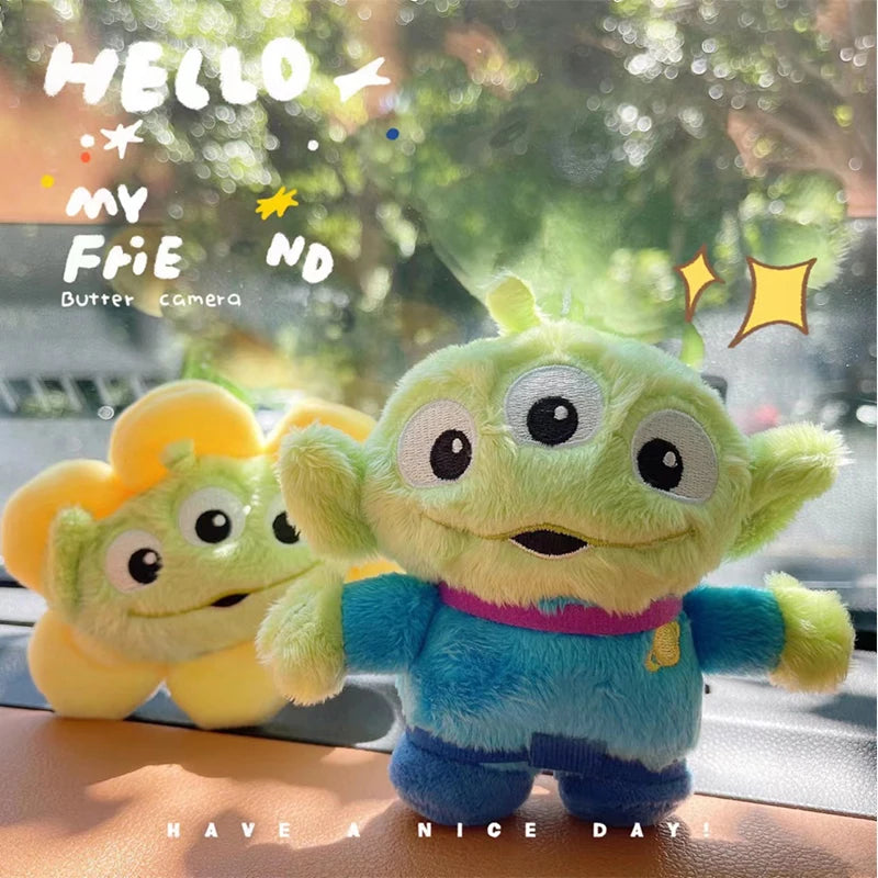 Disney Toy Story Alien Plush Pendant, Cute Kawaii Three-Eyed Backpack Keychain Toy