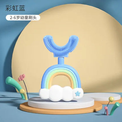 New Children's U-Shape 360 Degree Toothbrush, Silicone Brush for Toddlers, Cartoon Pattern Oral Care