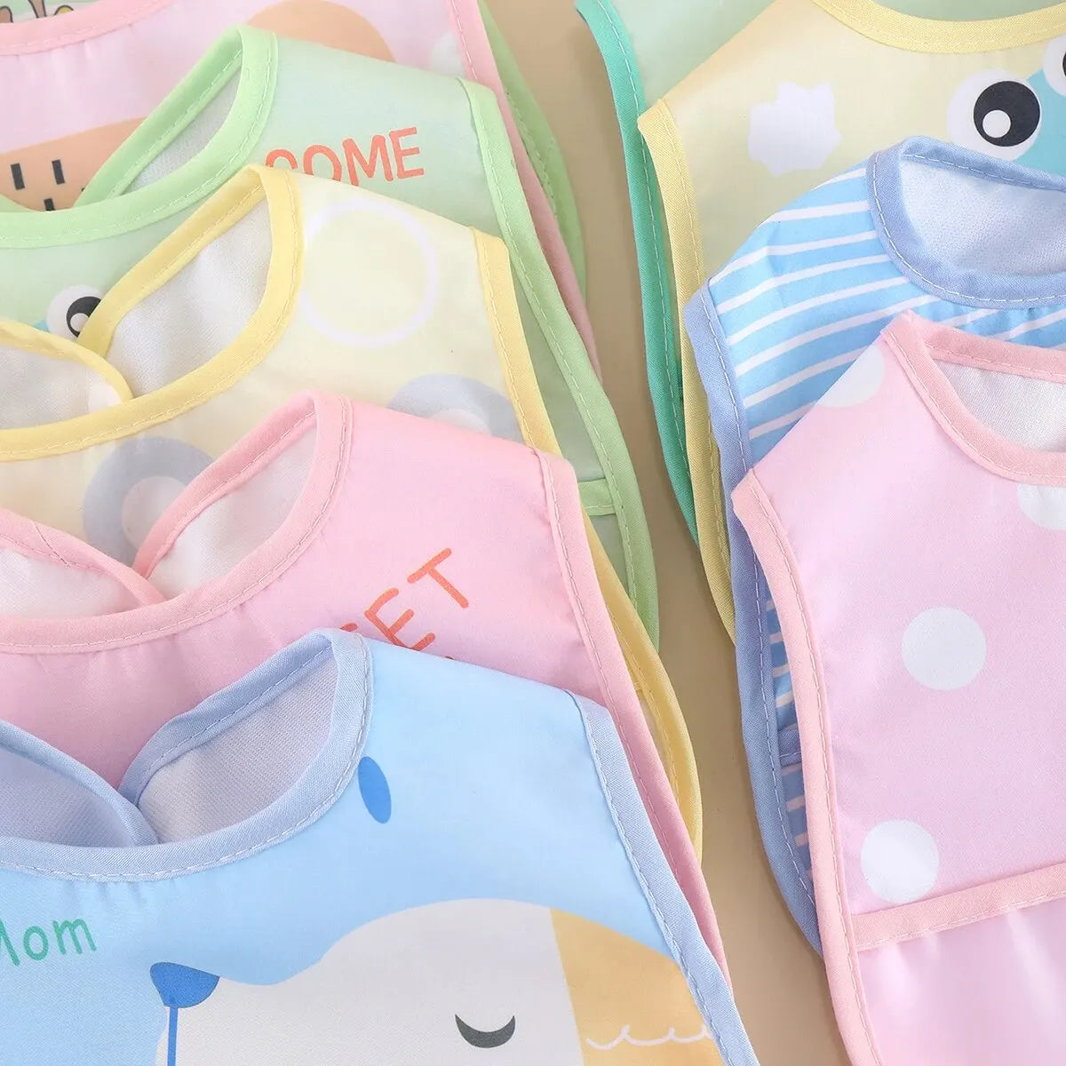 5-Piece Set – Random Cartoon Animal Waterproof Baby Bibs for Boys & Girls, Adjustable Toddler Feeding Bibs & Saliva Bibs - Kidzy Market