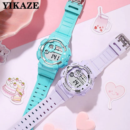 YIKAZE Kids Fashion Luminous Waterproof Alarm Clock Watch for Boys and Girls Student Smart Electronic Gift