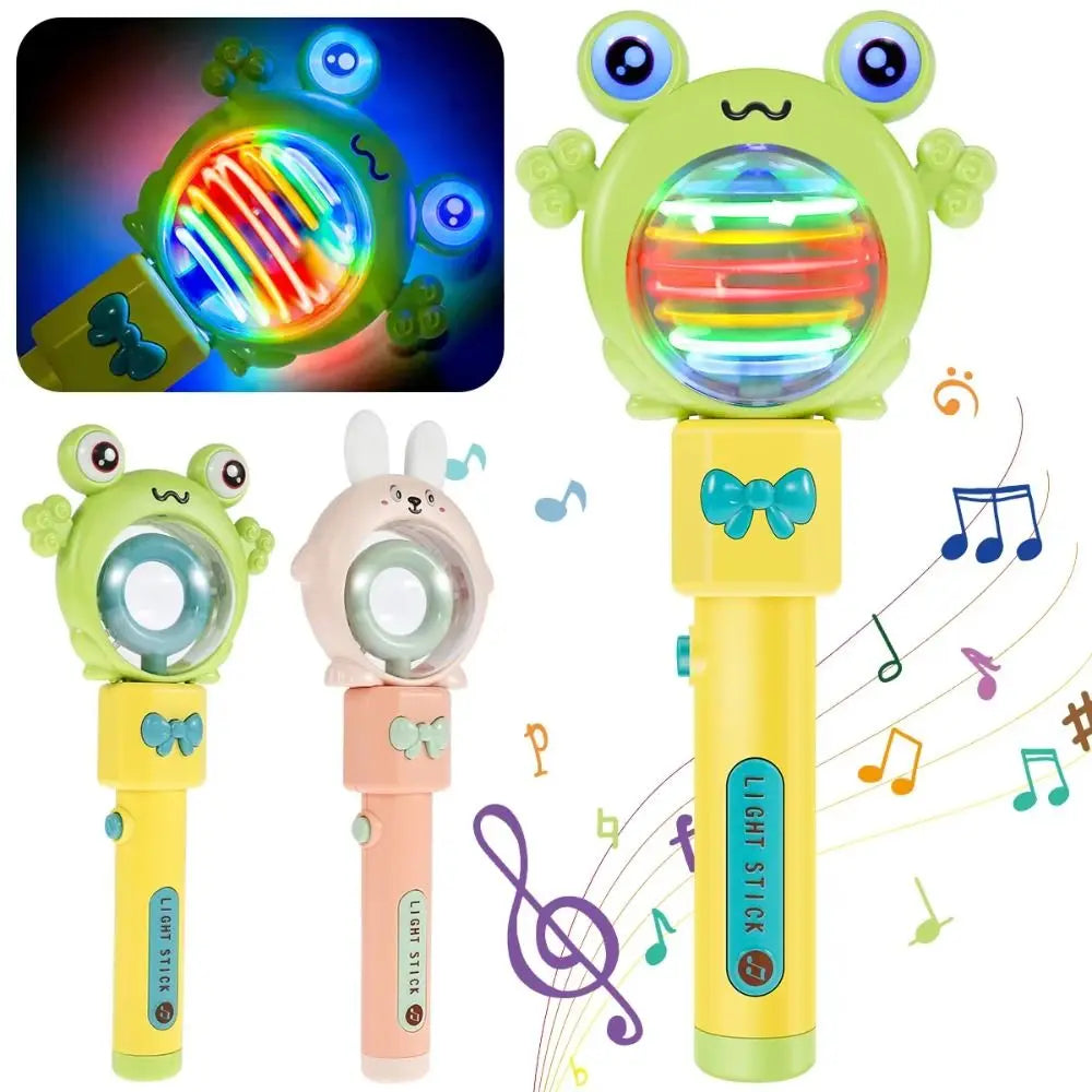 Kids LED Music Wand with Rotating Lights – Bunny & Frog Rubber Toy, 26 x 9.6 cm (10.24 x 3.78 in)