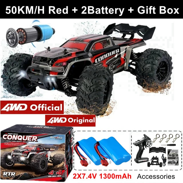 1:16 Brushless RC Drift Car with 80km/h Speed and LED Lights 4WD
