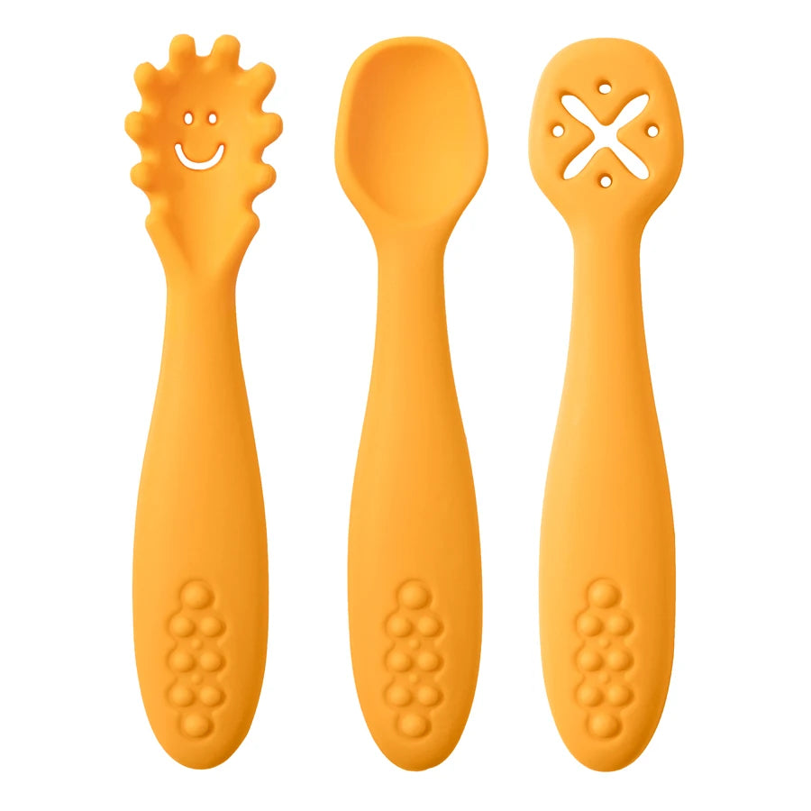 3PCS Cute Baby Learning Spoons Utensils Set – Newborn Feeding Spoon Set for Toddlers