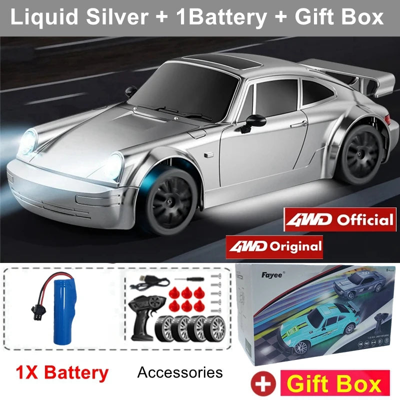 4WD RC Drift Car with LED Lights and 2.4G Remote Control 20km/h Speed