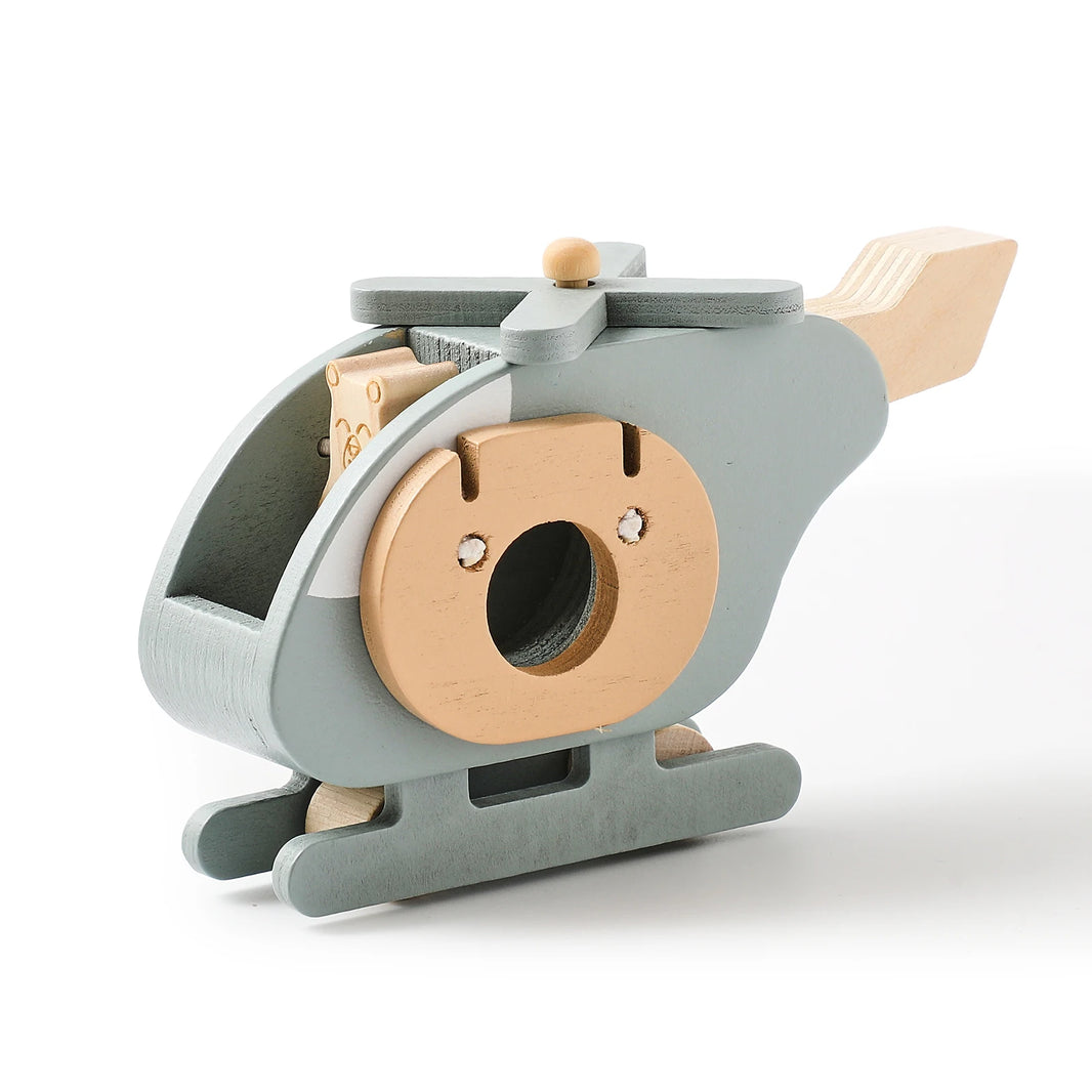 Wooden Transportation Toys – Plane, Helicopter, Bus, Boat, Montessori Educational Blocks for 1-Year-Old, Cartoon Cat Toy