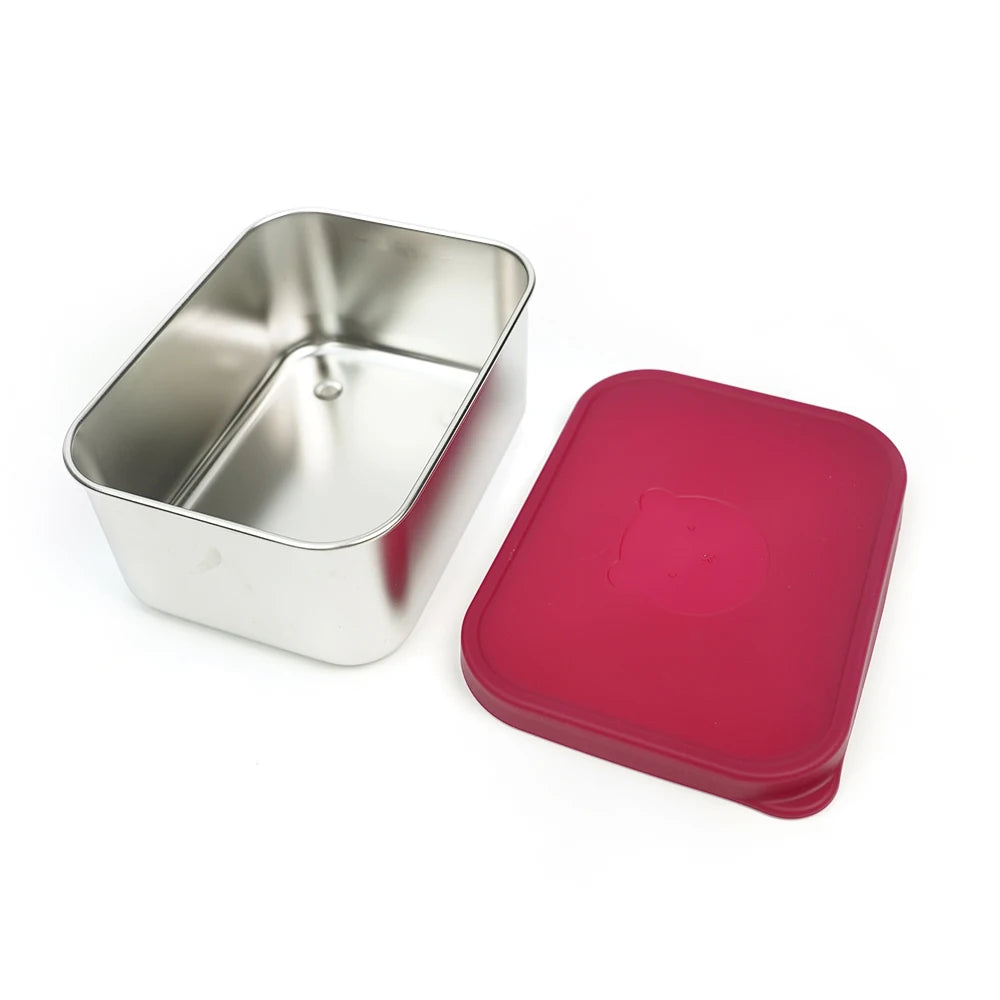 1000ml (33.8oz) BPA-Free Snack Food Container for Kids - Stainless Steel Bento Box with Silicone Lid, School Lunch Box