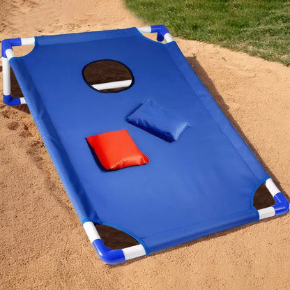 Portable Cornhole Set with 3 Red and 3 Blue Bags Toss Game for Kids Adults Family Outdoor Yard Beach BBQ Camping Lawn