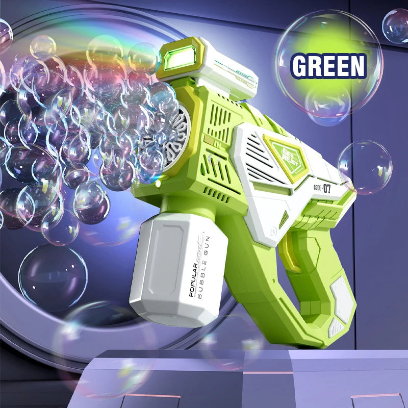 Astronaut Automatic Bubble Gun for Kids with Blue LED Lights — Battery-Powered Bubble Machine Toy (8.26 x 2.95 x 5.9 in / 21 x 7.5 x 15 cm)