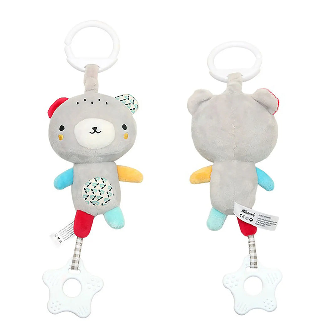 Newborn Soothing Bed Rattle with Teething Toy, Small Animal Bed Bell and Hand Puppet