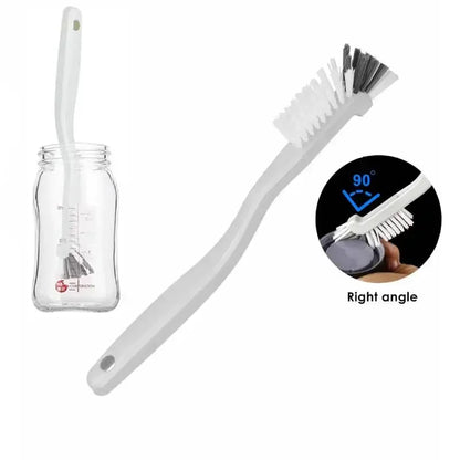 2Pcs Bottle Brush Set - Right Angle Cup Brushes for Kitchen, Bathroom, Juicer, Sink & Household Deep Cleaning