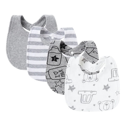 4Pcs Soft Cotton Baby Bibs – Newborn Burp Cloths & Saliva Towels for Boys & Girls - Kidzy Market