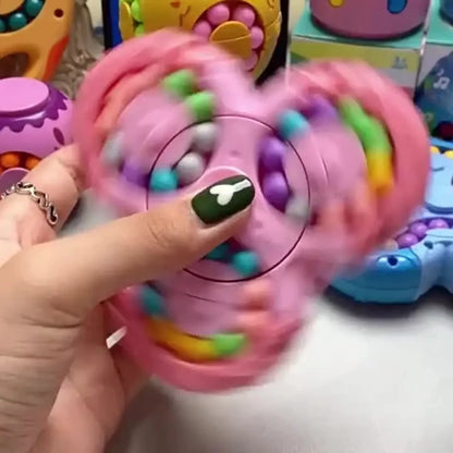 Six-Sided Rotation Finger Bean, Intelligence Gyro Antistress Fingertip Cube, Learning Educational Magic Disk for Kids