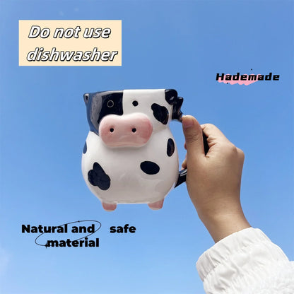 Cute Cartoon Cow Ceramic Coffee & Milk Mug - 1-Piece Kids Breakfast, Dessert & Juice Cup, Christmas Gift