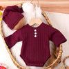 Ylsteed 2-Piece Set Newborn Photo Shooting Clothes – Knitted Baby Boy Jumpsuit with Pompom Hat Infant Photography Props