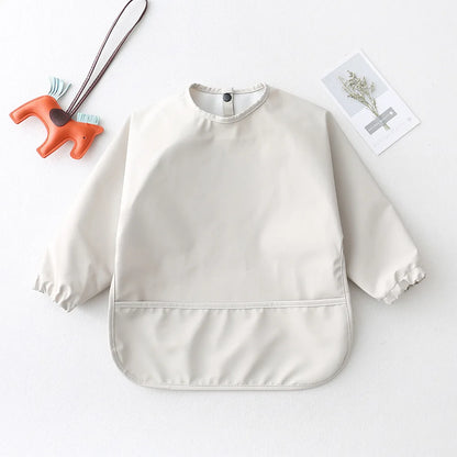 Baby Toddler Long Sleeve Waterproof Art Smock Feeding Bib with Pocket – Scarf Apron, Burp Cloth & Bandana Bib for Boys and Girls - Kidzy Market