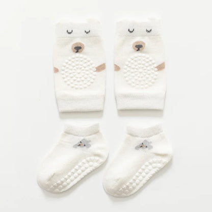 Safety Baby Knee Pads Socks Set - Autumn Anti-Slip Knee Protector for Kids | Crawling Floor Socks, Kneecap Leg Warmer for Girls