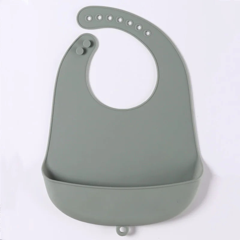 1-Piece Silicone Baby Bib – Waterproof Solid Feeding Bib for Toddlers, Boys & Girls, Saliva-Proof Lunch Apron - Kidzy Market