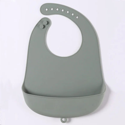 1-Piece Silicone Baby Bib – Waterproof Solid Feeding Bib for Toddlers, Boys & Girls, Saliva-Proof Lunch Apron - Kidzy Market