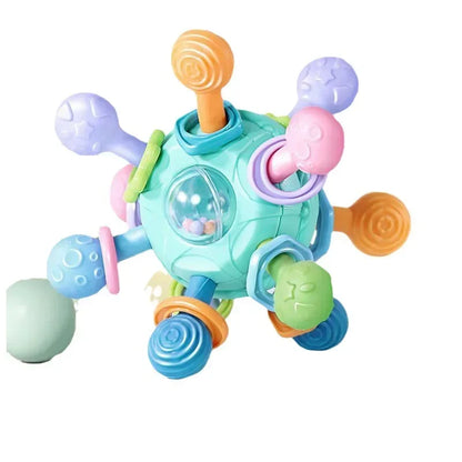 Baby Toys 0-12 Months – Rotating Silicone Rattle Ball for Grasping Activity, Development and Sensory Toy for Babies