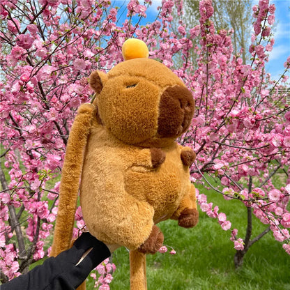 Capybara Plush Backpack – Kawaii Fashion Fur Plushie Shoulder and Mini Knapsack Bag for Kids and Girls