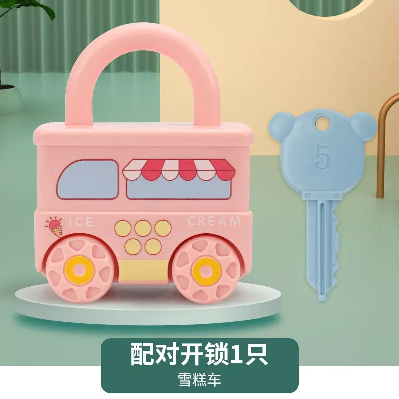 Baby Learning Lock with Key Car Toy – Montessori Educational Number Matching and Sensory Toy for Kids Ages 1-3