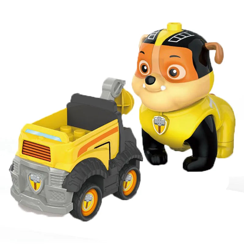 Paw Patrol Vehicle Playset – Chase, Skye, Marshall Pull Back Cars with Ryder Figure Building Blocks Toy