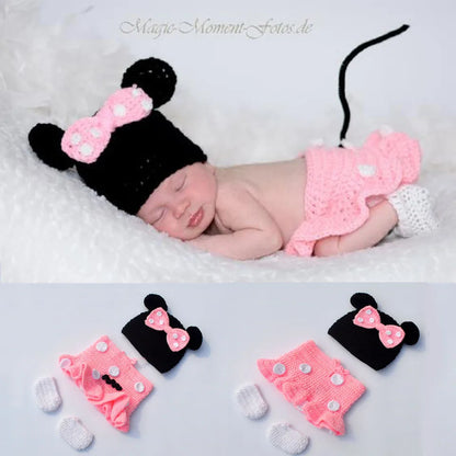 Baby Boy & Girl 3-Pack Minnie Knitted Handmade Photography Props – Newborn 0-3M Baby Clothing Costumes