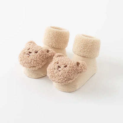 Cute Cartoon Bear Baby Socks for Boys & Girls – Soft Cotton Anti-Slip Winter Toddler Socks