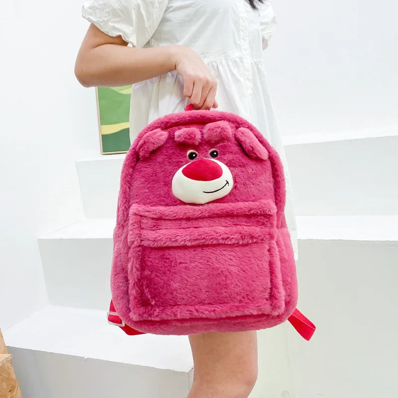 Disney Lotso and Alien Plush Backpack – Funny Cartoon Large Capacity Soft School Bag for Girls