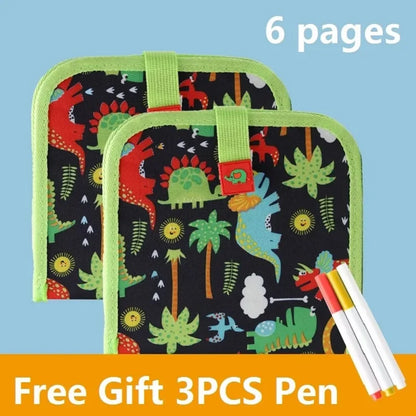 Children’s Magic Blackboard – Educational Drawing Toy with 6-Sided Erasable Boards, Water Wipe Surface, and 3 Chalk Pens Coloring Book for Kids