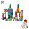 Wooden Rainbow Stacking Stones Montessori Balance Blocks - Colorful Wooden Building & Stacker Toy for Kids Ages 4-12