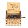 Sleeping Lion Hand Crank Wooden Vintage Laser Engraved Music Box Small Birthday and Valentine Tabletop Decor Gift
