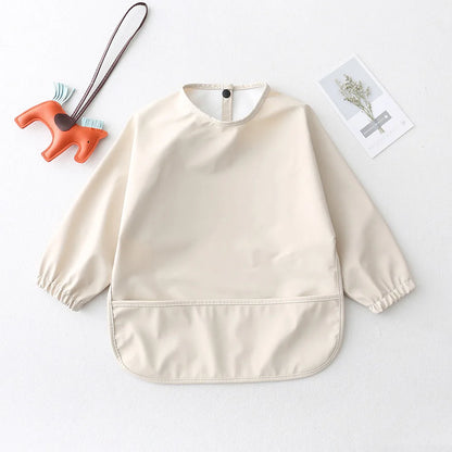Baby Toddler Long Sleeve Waterproof Art Smock Feeding Bib with Pocket – Scarf Apron, Burp Cloth & Bandana Bib for Boys and Girls - Kidzy Market