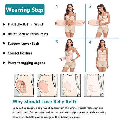 Postpartum Girdle C-Section Recovery Belt, Back Support Belly Wrap, Abdominal Binder Shapewear Cinchers