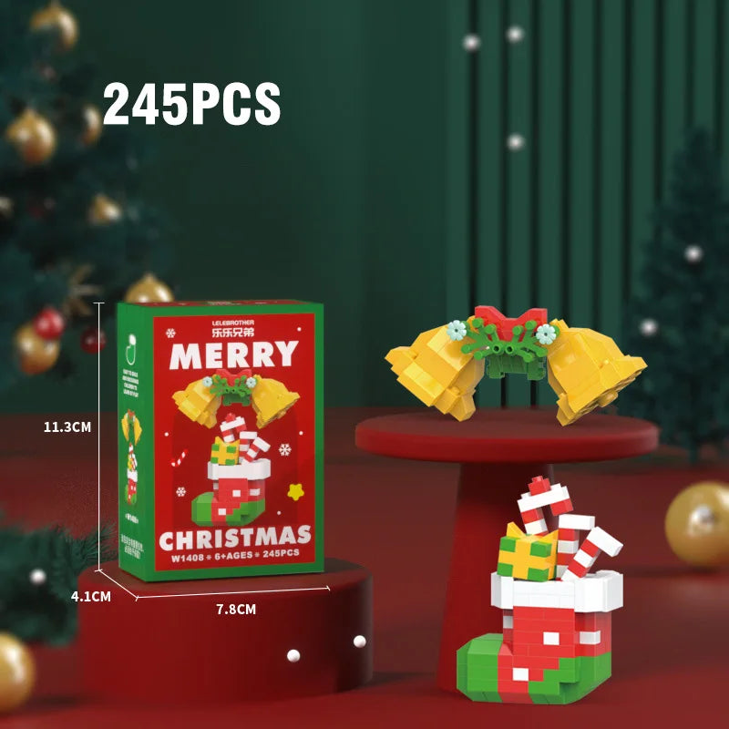 Christmas Micro Building Blocks – Santa Claus & Reindeer Puzzle, Assembling Bricks Table Decoration Toy for Kids