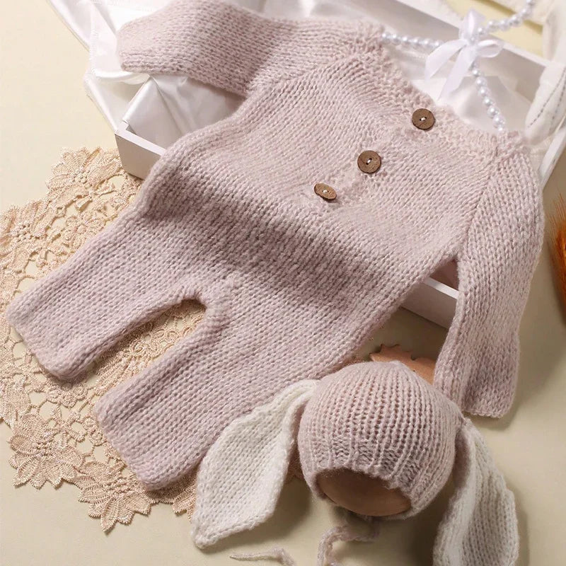Ylsteed 2-Piece Set Knitted Newborn Rabbit Costume for Photo Shooting – Easter Baby Photography Props