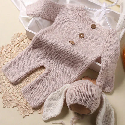Ylsteed 2-Piece Set Knitted Newborn Rabbit Costume for Photo Shooting – Easter Baby Photography Props