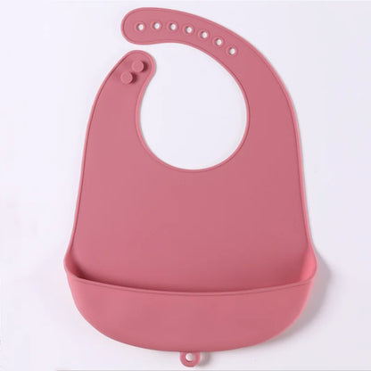 1-Piece Silicone Baby Bib – Waterproof Solid Feeding Bib for Toddlers, Boys & Girls, Saliva-Proof Lunch Apron - Kidzy Market