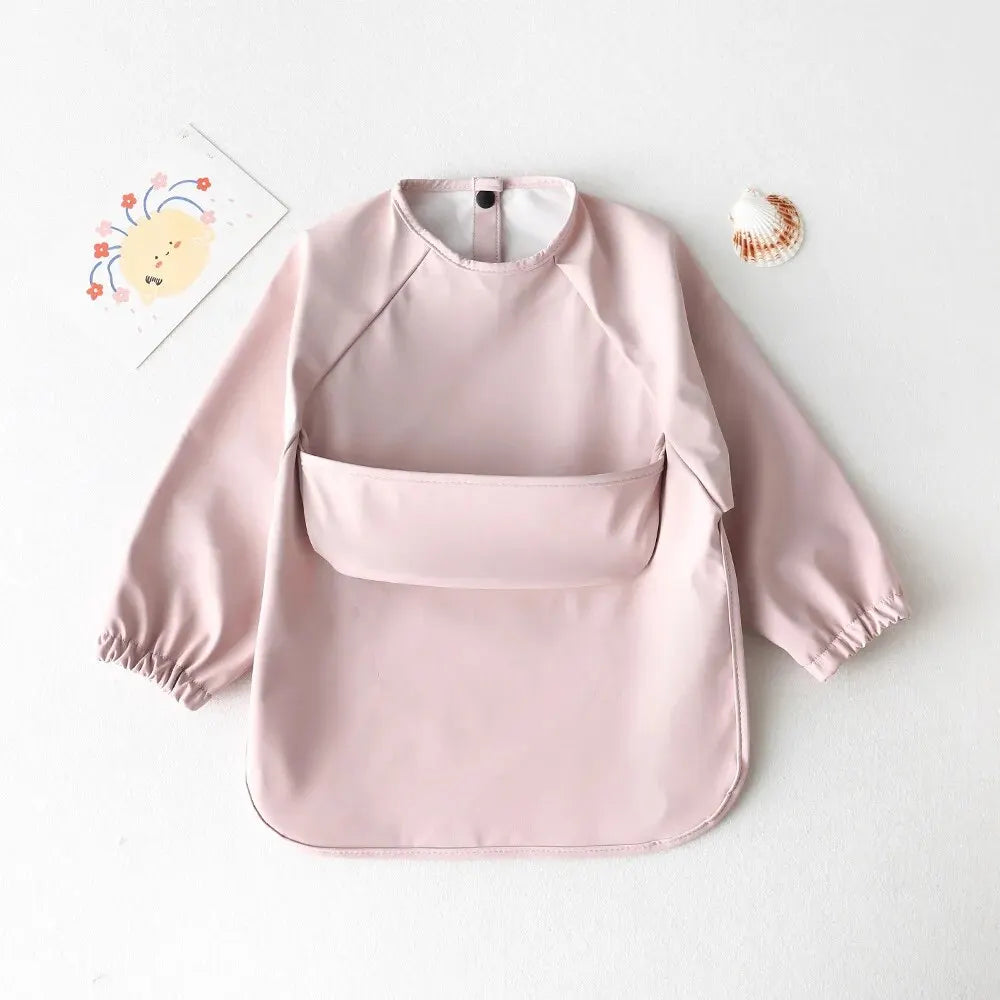 1-Piece Solid Color Baby Art Smock – Waterproof Long Sleeve Feeding Bib Apron for Kids, Soft & Comfortable - Kidzy Market
