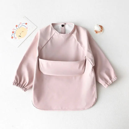 1-Piece Solid Color Baby Art Smock – Waterproof Long Sleeve Feeding Bib Apron for Kids, Soft & Comfortable - Kidzy Market