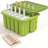 Reusable Silicone Popsicle Mold Tray with 50 Wooden Sticks, Easy-Release Ice Pop Maker