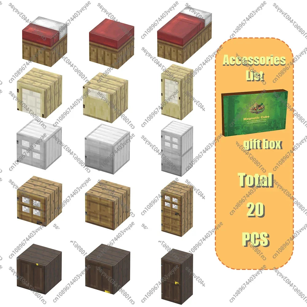 Magnetic Building Blocks Mine World Set – Magnet Cube DIY Model, STEM Sensory Toy for Kids 3+, Gift for Boys and Girls