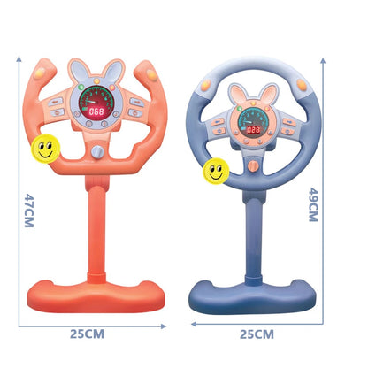 Electric Simulated Driving Steering Controller Portable Wheel Copilot Toy with Light and Sound Educational Gift for Kids