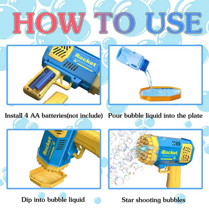 40/69-Hole Bubble Machine for Kids & Adults — Portable Battery-Powered Bubble Gun & Soap Blower, Ages 3+
