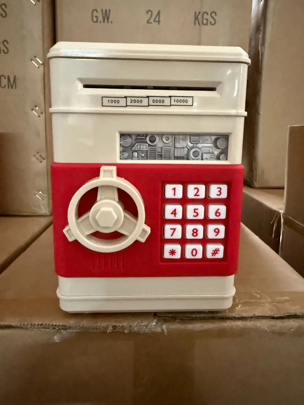 Children’s Cartoon Password ATM Bank – Safe Music Automatic Roll Money Deposit Toy for Kids