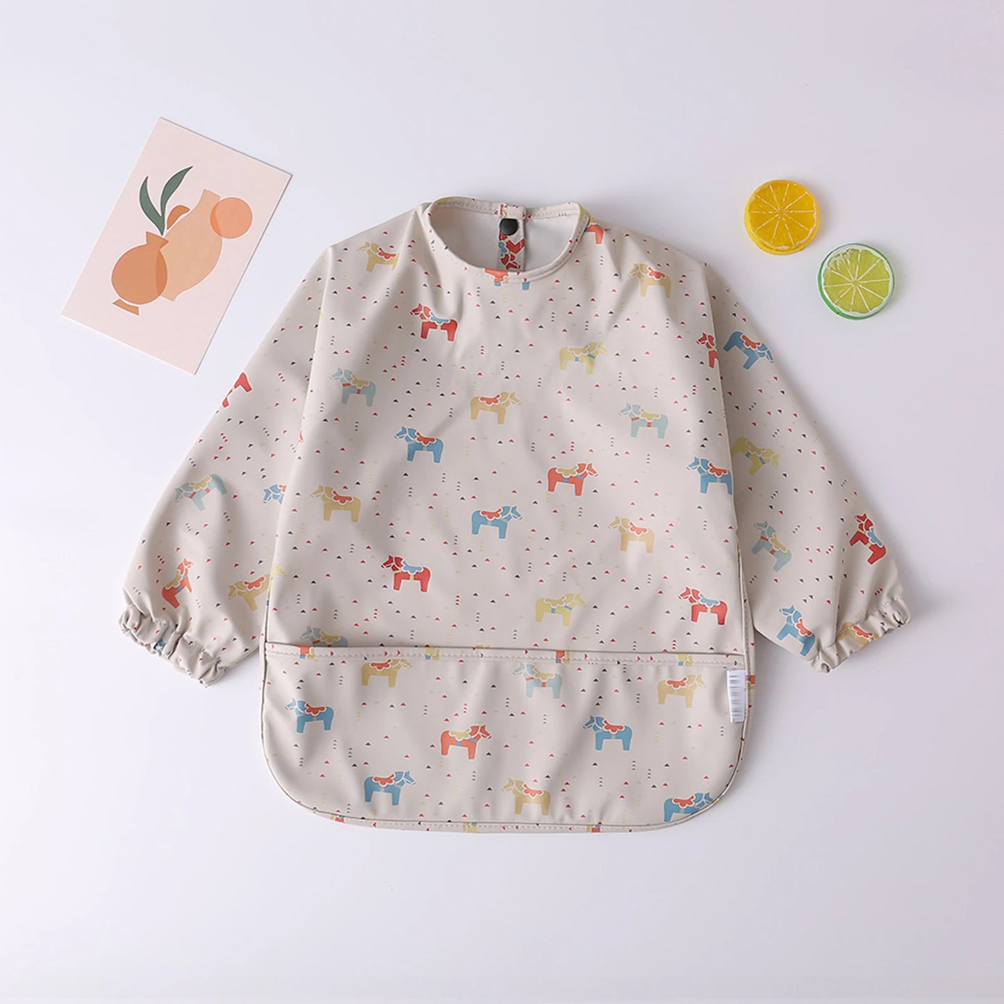 Baby Toddler Long Sleeve Waterproof Art Smock Feeding Bib with Pocket – Scarf Apron, Burp Cloth & Bandana Bib for Boys and Girls - Kidzy Market