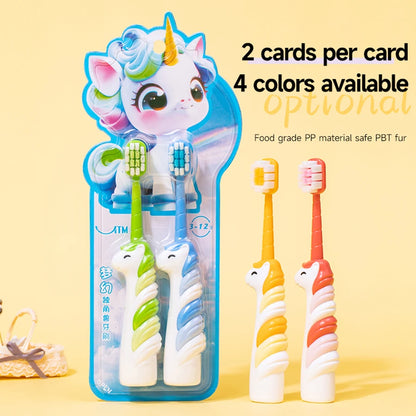 2/4 Cartoon Children’s Toothbrushes for Kids Aged 3-12 Years Old, Unicorn Children’s Toothbrushes, Soft Bristles Care for Baby